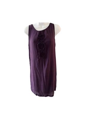 Leon Max Limited Edition Purple Eggplant 92% Silk Tunic Mini Dress Size XS